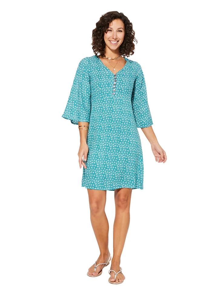 Kleid In Türkis/ Weiß 3 Kleid In Türkis/ Weiß