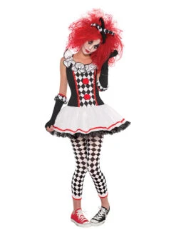 AMSCAN 2tlg. Kostüm "Harlequin Honey" In Schwarz/ Weiß/ Rot