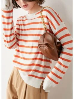 Pullover In Weiß/ Orange 6 Pullover In Weiß/ Orange -Trendiges Bekleidungsgeschäft asne pullover in weiss orange 1