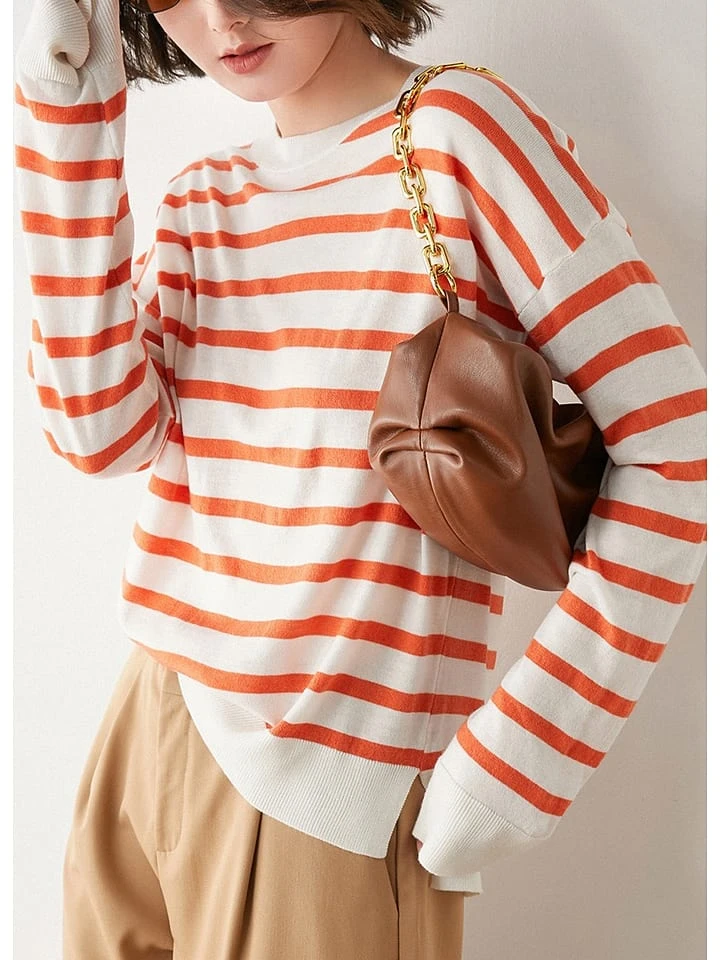 Pullover In Weiß/ Orange 4 Pullover In Weiß/ Orange – Bild 2