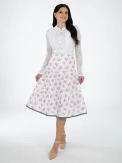 Trachtenrock In Weiß/ Rosa