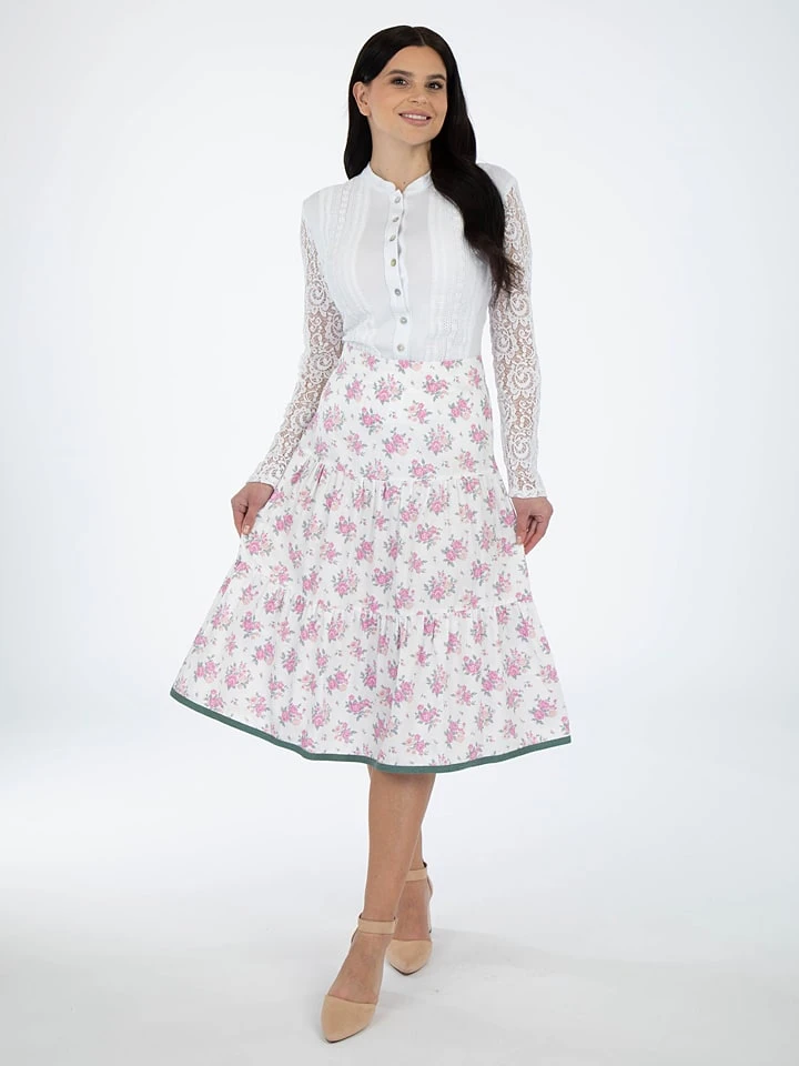 Trachtenrock In Weiß/ Rosa 3 Trachtenrock In Weiß/ Rosa