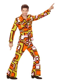 2tlg. Outfit "70er Jahre" In Orange/ Gelb -Trendiges Bekleidungsgeschäft carnival party 2tlg outfit 70er jahre in orange gelb 2