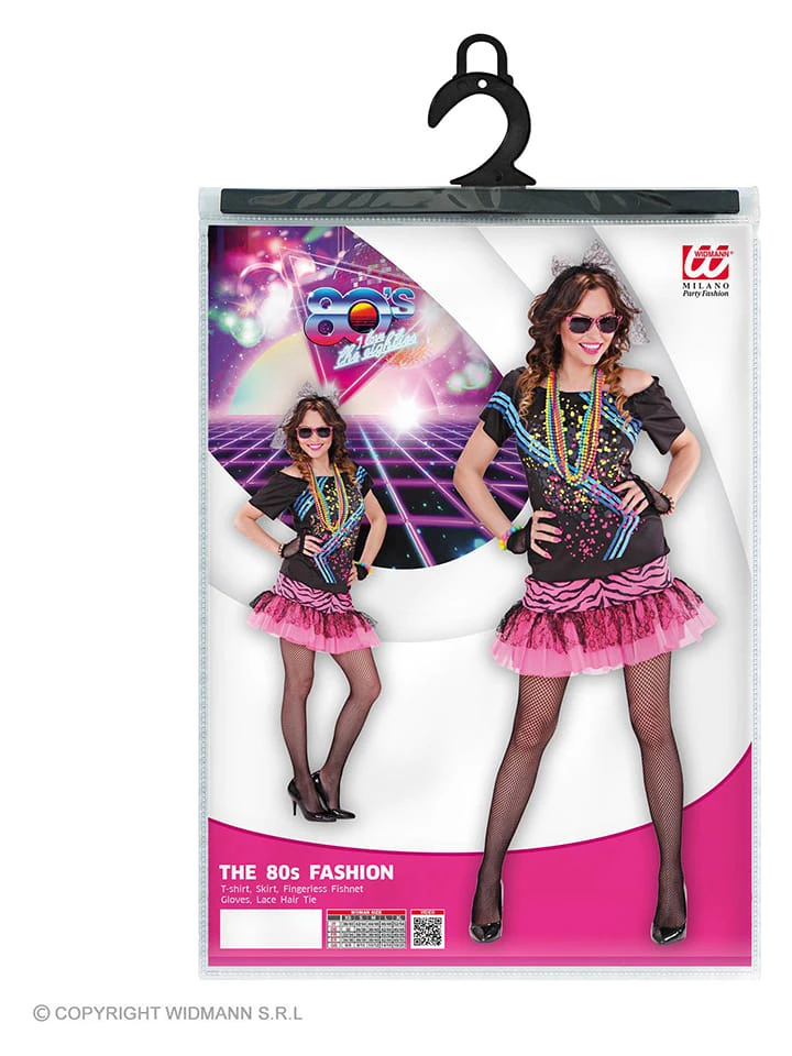 4tlg. Kostüm "80er Jahre Rock Girl" In Schwarz/ Pink 3 4tlg. Kostüm "80er Jahre Rock Girl" In Schwarz/ Pink