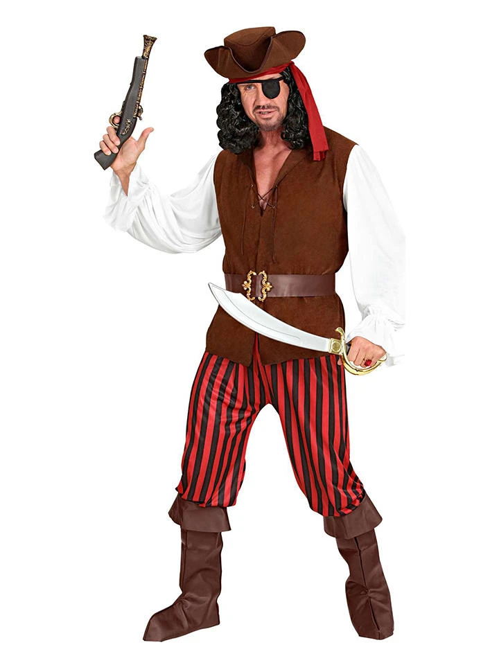 7tlg. Kostüm "Pirat" In Braun/ Rot/ Weiß 4 7tlg. Kostüm "Pirat" In Braun/ Rot/ Weiß – Bild 2