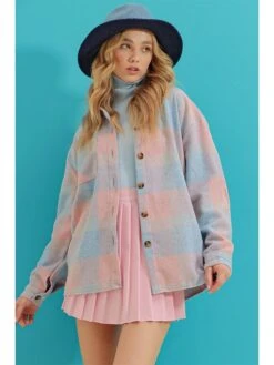 Hemdjacke In Hellblau/ Rosa