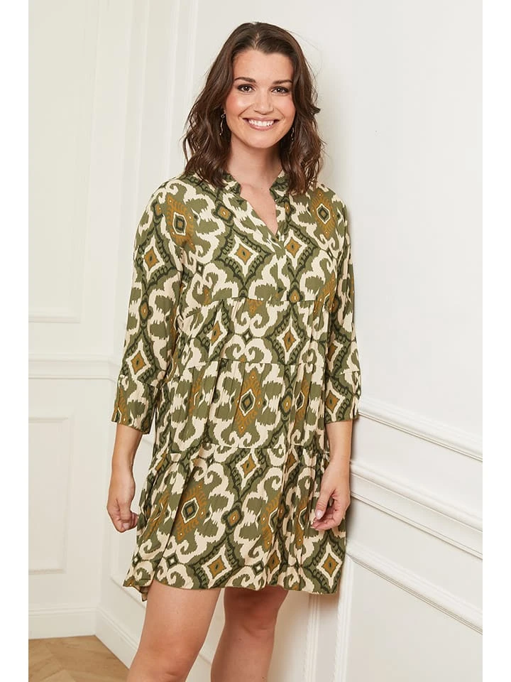 Kleid In Khaki/ Creme 4 Kleid In Khaki/ Creme – Bild 2