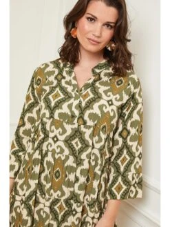 Kleid In Khaki/ Creme 11 Kleid In Khaki/ Creme -Trendiges Bekleidungsgeschäft curvy lady kleid in khaki creme 4