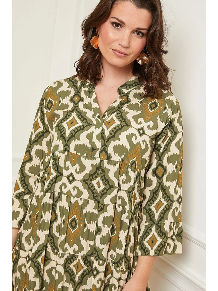 Kleid In Khaki/ Creme 7 Kleid In Khaki/ Creme – Bild 5