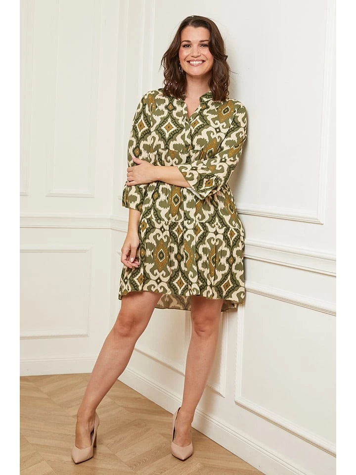 Kleid In Khaki/ Creme 3 Kleid In Khaki/ Creme