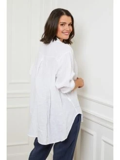 Leinen-Tunika In Weiß 8 Leinen-Tunika In Weiß -Trendiges Bekleidungsgeschäft curvy lady leinen tunika in weiss 1