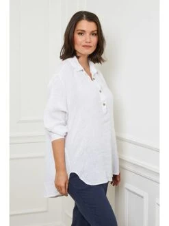 Leinen-Tunika In Weiß 9 Leinen-Tunika In Weiß -Trendiges Bekleidungsgeschäft curvy lady leinen tunika in weiss 2