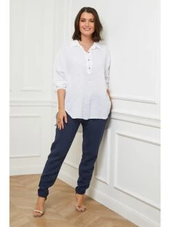 Leinen-Tunika In Weiß 10 Leinen-Tunika In Weiß -Trendiges Bekleidungsgeschäft curvy lady leinen tunika in weiss 3