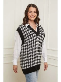 Pullunder In Schwarz/ Weiß -Trendiges Bekleidungsgeschäft curvy lady pullunder in schwarz weiss 2