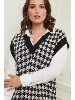 Pullunder In Schwarz/ Weiß -Trendiges Bekleidungsgeschäft curvy lady pullunder in schwarz weiss 4