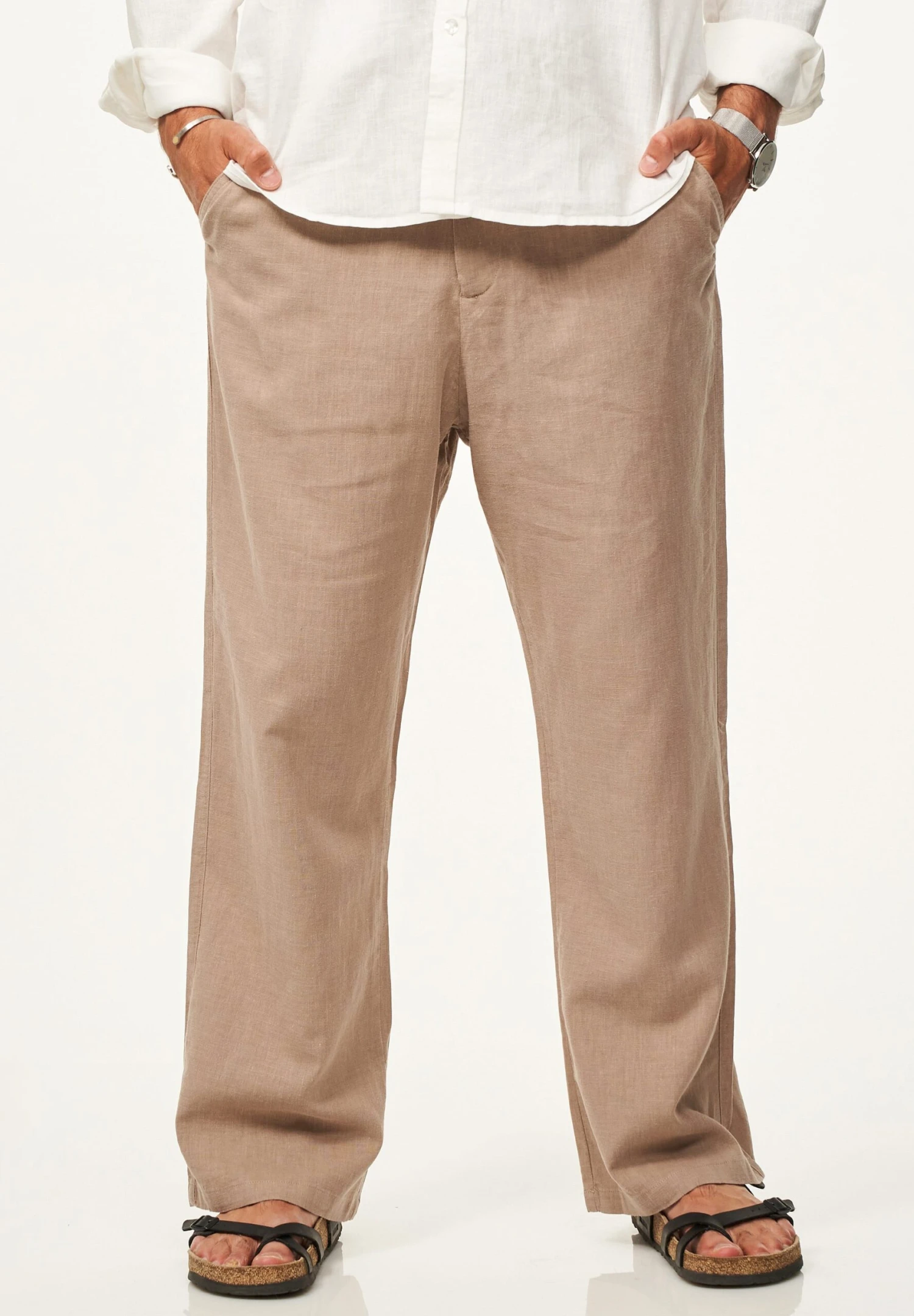 Leinenhose - Für Herren Aus 100% Leinen Luftige Sommerhose In Beige 4 Leinenhose - Für Herren Aus 100% Leinen Luftige Sommerhose In Beige – Bild 2