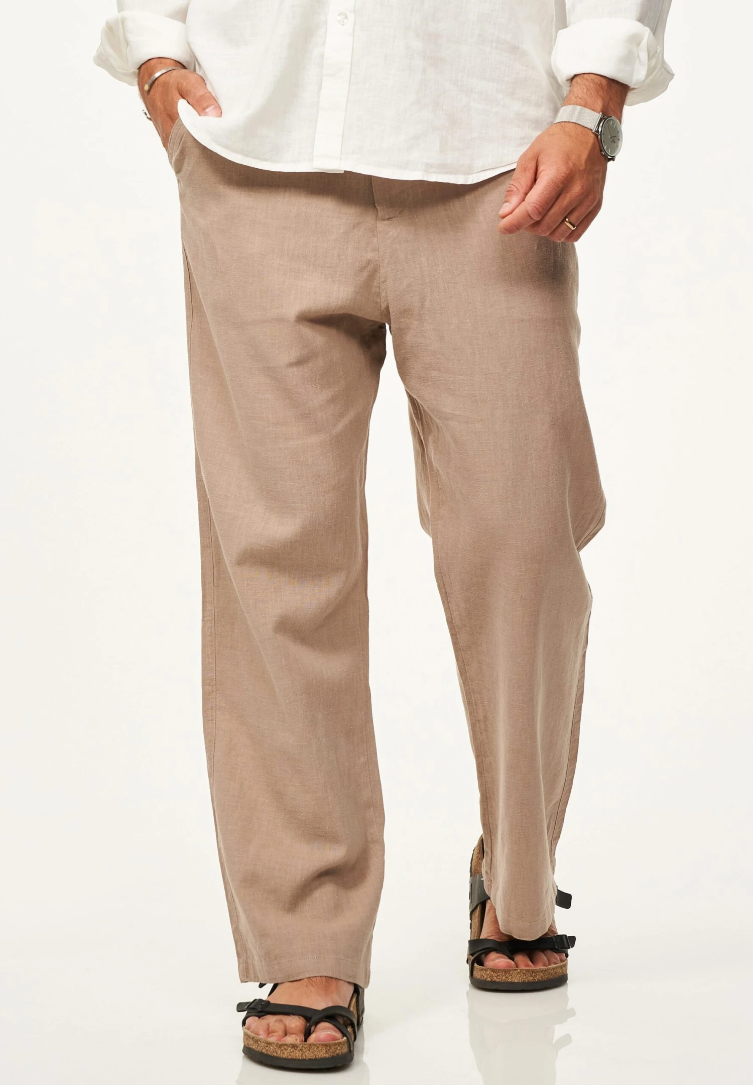 Leinenhose - Für Herren Aus 100% Leinen Luftige Sommerhose In Beige 5 Leinenhose - Für Herren Aus 100% Leinen Luftige Sommerhose In Beige – Bild 3