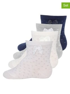 Ewers 4er-Set: Socken In Creme/ Dunkelblau/ Grau