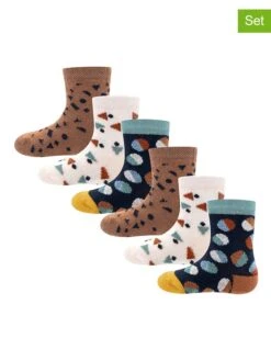 Ewers 6er-Set: Socken In Creme/ Hellbraun/ Dunkelblau