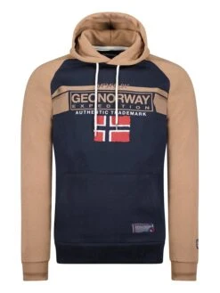 GEOGRAPHICAL NORWAY Hoodie In Dunkelblau/ Beige