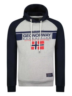 GEOGRAPHICAL NORWAY Hoodie In Dunkelblau/ Grau