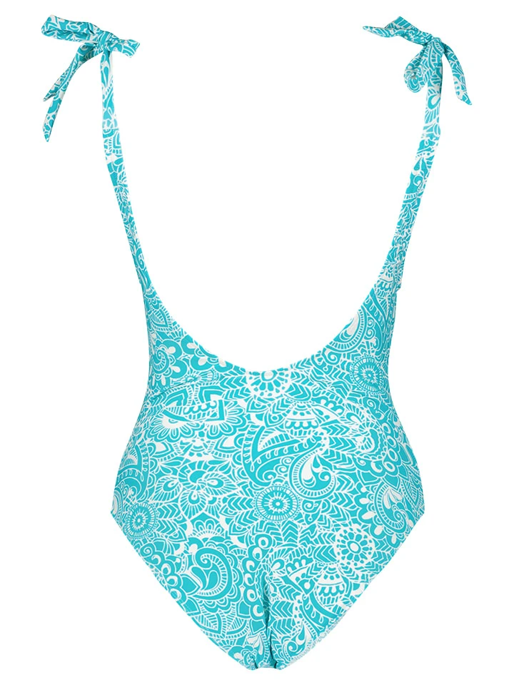 Badeanzug In Türkis/ Weiß 4 Badeanzug In Türkis/ Weiß – Bild 2