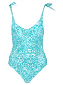 Badeanzug In Türkis/ Weiß