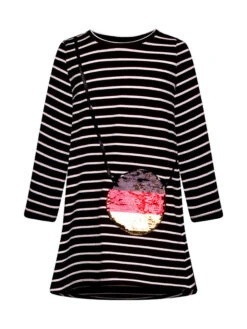 Kleid In Schwarz/ Weiß/ Bunt