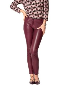 Heine Lederleggings In Bordeaux