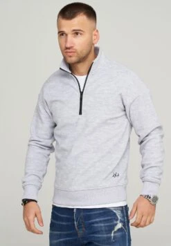 Jack & Jones Fleecepullover - JCOCLASSICO HALF ZIP In Light Grey Melange -Trendiges Bekleidungsgeschäft jack and jones fleecepullover jcoclassico half zip in light grey melange 2