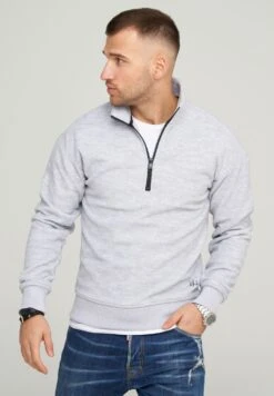 Jack & Jones Fleecepullover - JCOCLASSICO HALF ZIP In Light Grey Melange