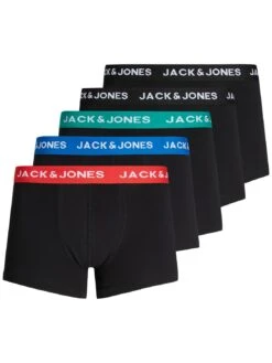 Jack & Jones Set 5er Pack Trunks Boxershorts Stretch Unterhose In Schwarz-3