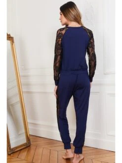 Pyjama "jeny" In Dunkelblau/ Schwarz -Trendiges Bekleidungsgeschäft just for victoria pyjama jeny in dunkelblau schwarz 3