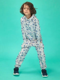 Hoodie In Hellgrau/ Blau