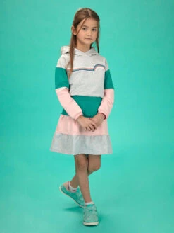 Sweatrock In Türkis/ Rosa/ Hellgrau Meliert -Trendiges Bekleidungsgeschäft lamino sweatrock in turkis rosa hellgrau meliert 3