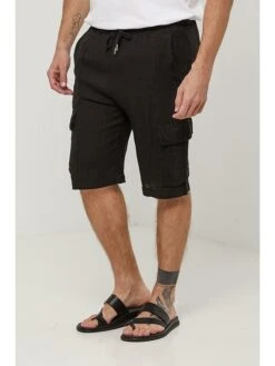 Leinen-Cargobermudas In Schwarz -Trendiges Bekleidungsgeschäft lin passion leinen cargobermudas in schwarz 1