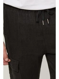 Leinen-Cargobermudas In Schwarz -Trendiges Bekleidungsgeschäft lin passion leinen cargobermudas in schwarz 3