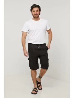 Leinen-Cargobermudas In Schwarz -Trendiges Bekleidungsgeschäft lin passion leinen cargobermudas in schwarz 4