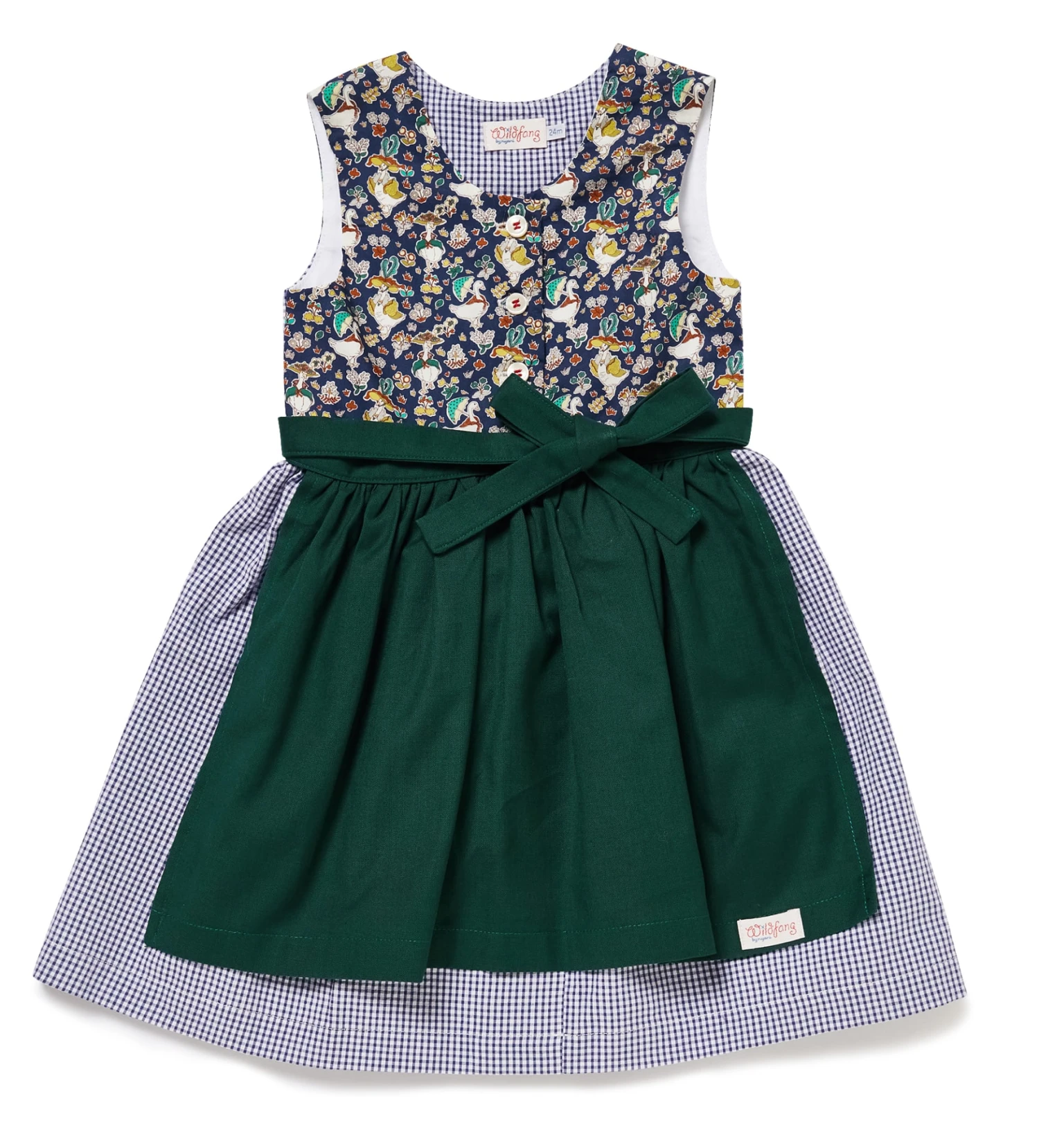Kinderkleid "MY DIRNDL HEIDI" Mit Gänsemuster In Dunkelblau Kariert/Grün 3 Kinderkleid "MY DIRNDL HEIDI" Mit Gänsemuster In Dunkelblau Kariert/Grün
