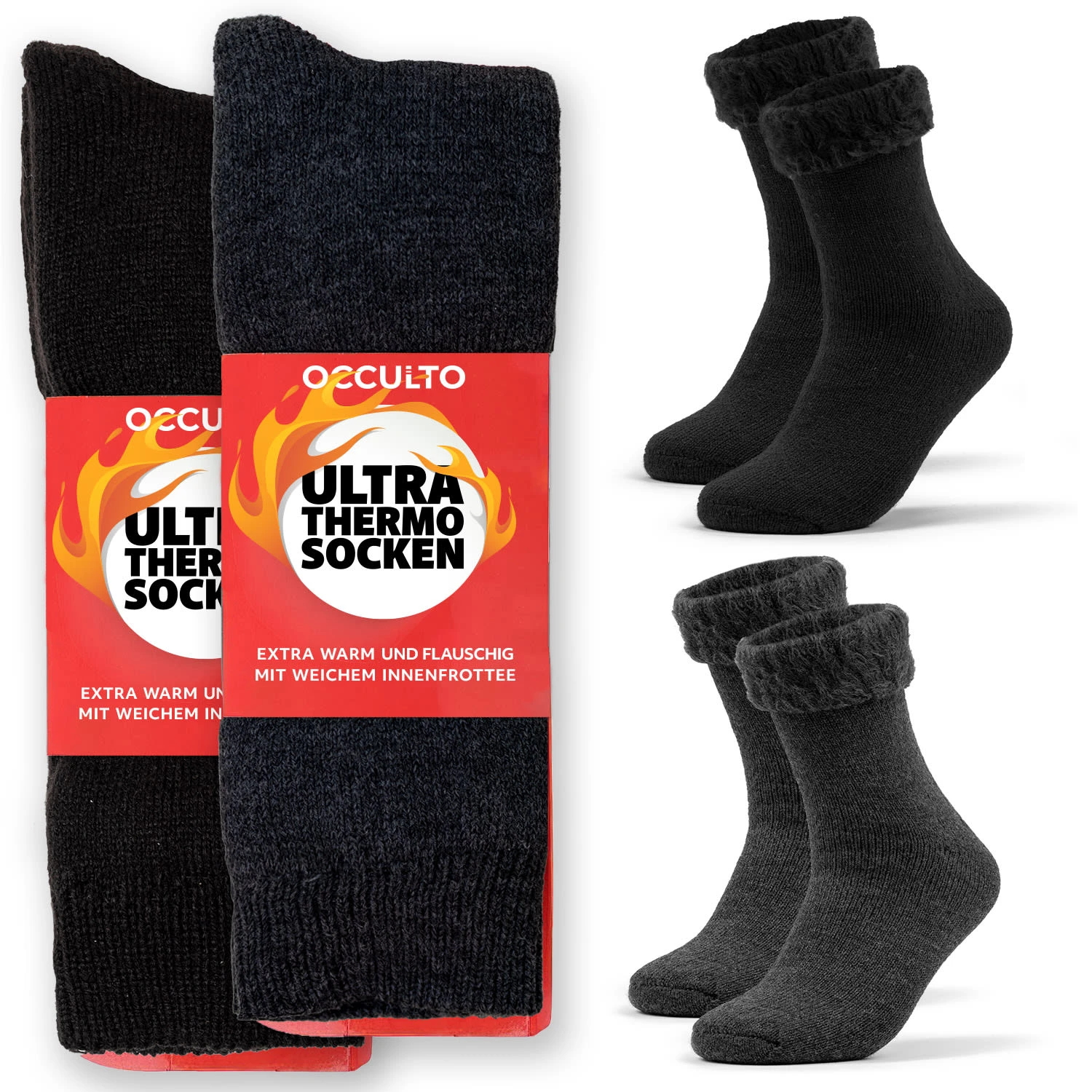 2er Pack Ultra Thermosocken Yuki In Schwarz-Anthrazit 3 2er Pack Ultra Thermosocken Yuki In Schwarz-Anthrazit