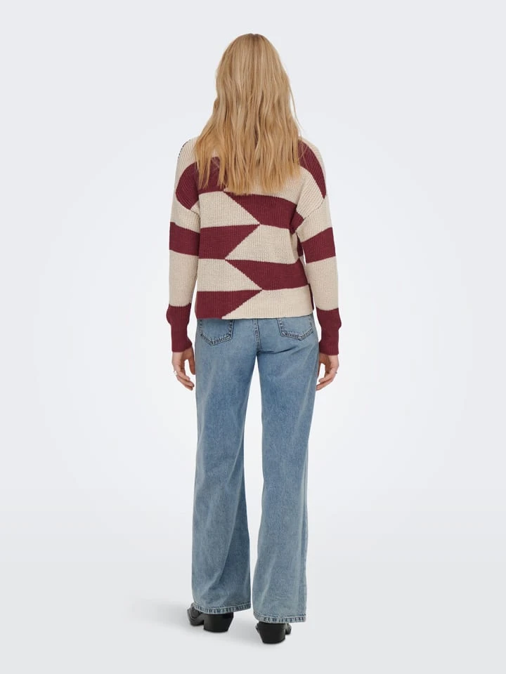 ONLY Rollkragenpullover "Kasha Life" In Bordeaux/ Beige 6 ONLY Rollkragenpullover "Kasha Life" In Bordeaux/ Beige – Bild 4