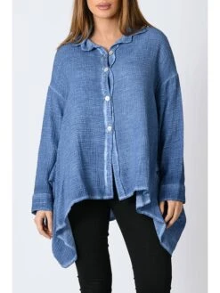 Bluse "Adeline" In Blau -Trendiges Bekleidungsgeschäft plus size company bluse adeline in blau 3