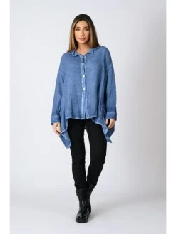 Bluse "Adeline" In Blau -Trendiges Bekleidungsgeschäft plus size company bluse adeline in blau 4