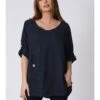 Leinen-Bluse "Lilyane" In Dunkelblau 2 Leinen-Bluse "Lilyane" In Dunkelblau -Trendiges Bekleidungsgeschäft plus size company leinen bluse lilyane in dunkelblau