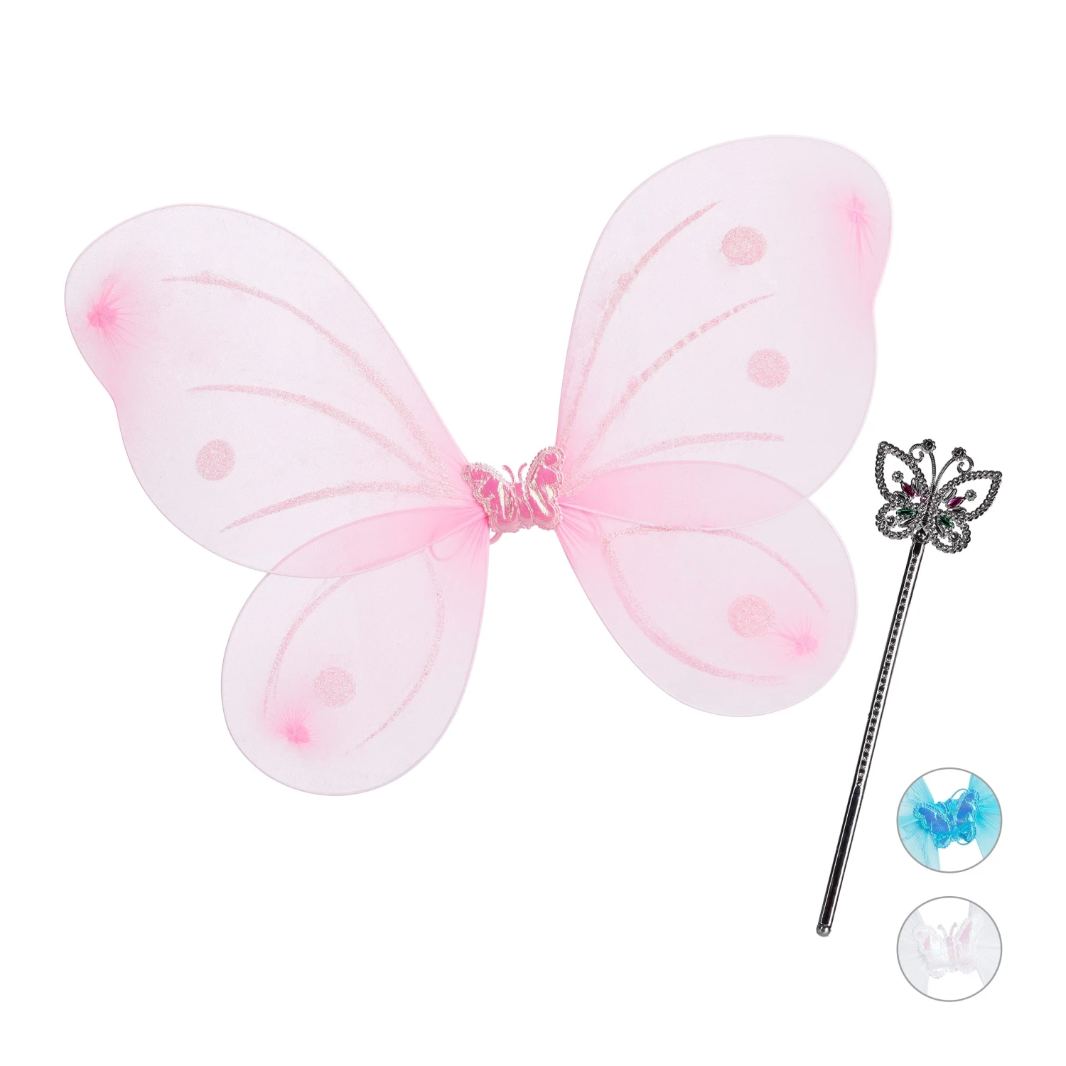 1x Feenflügel In Pink/ Silber 3 1x Feenflügel In Pink/ Silber