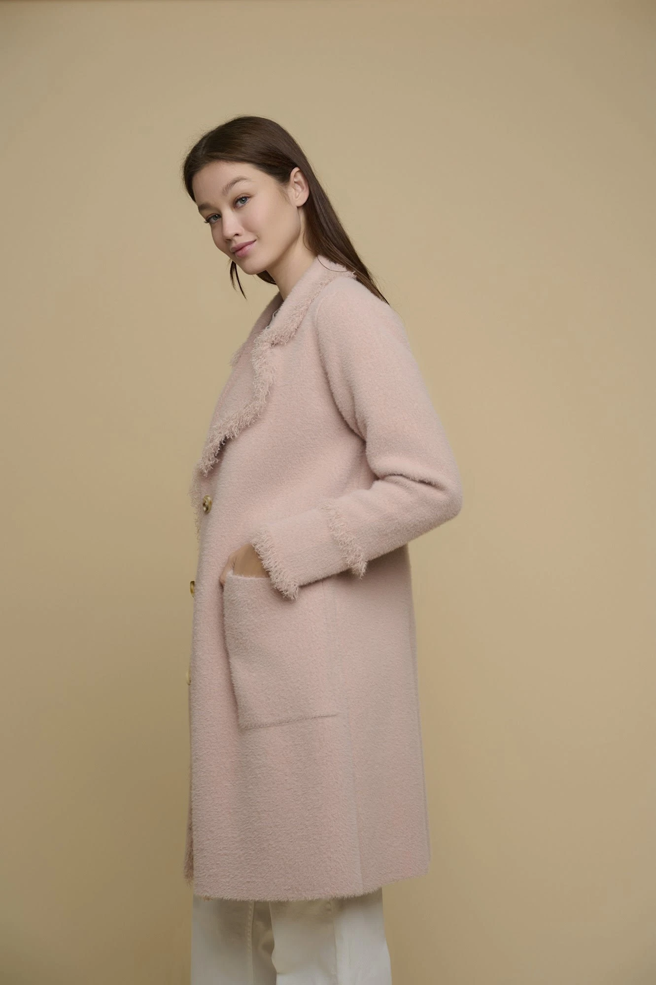 RINO & PELLE Coat Long Single Breasted Rose Dust 4 RINO & PELLE Coat Long Single Breasted Rose Dust – Bild 2