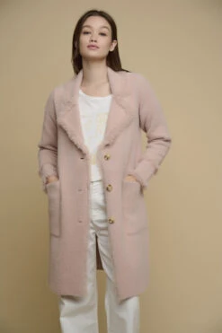 RINO & PELLE Coat Long Single Breasted Rose Dust