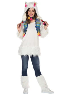 3tlg. Kostüm "Lama" In Weiß