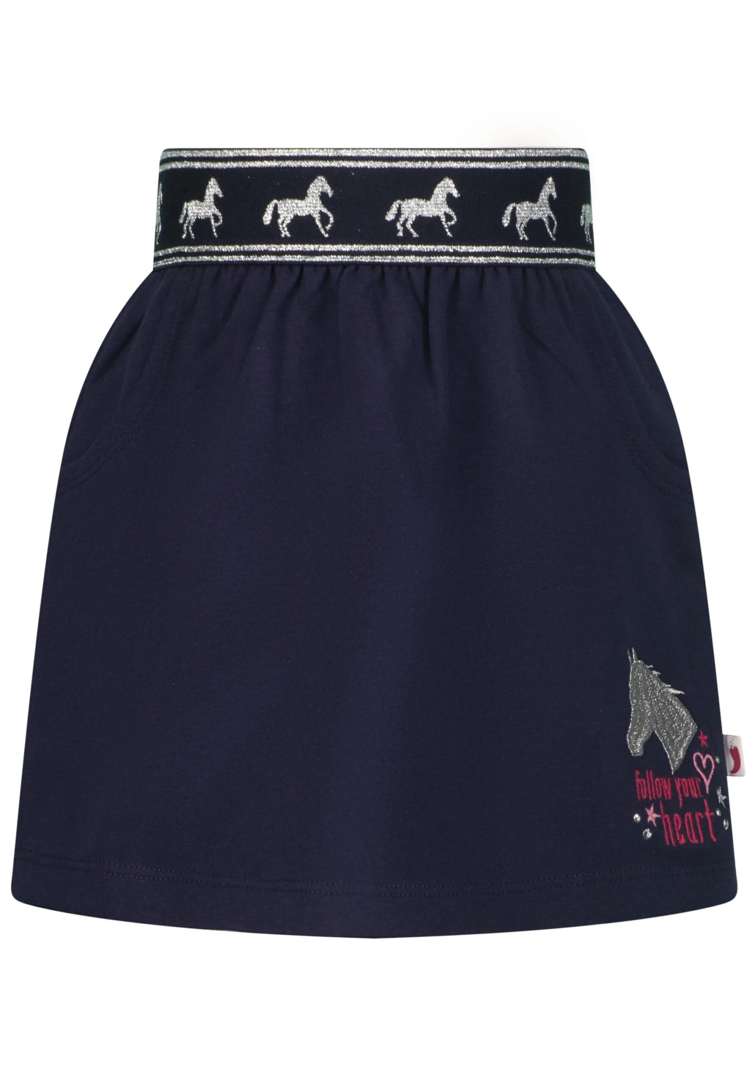 Rock Girls Skirt Horse EmbStuds In Navy 3 Rock Girls Skirt Horse EmbStuds In Navy