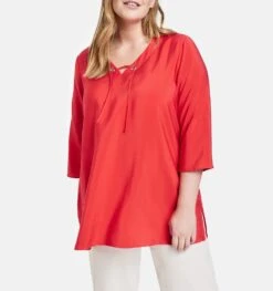Blusenshirt Mit 3/4 Arm Power Red 11 Blusenshirt Mit 3/4 Arm Power Red -Trendiges Bekleidungsgeschäft samoon blusenshirt mit 3 4 arm power red 4